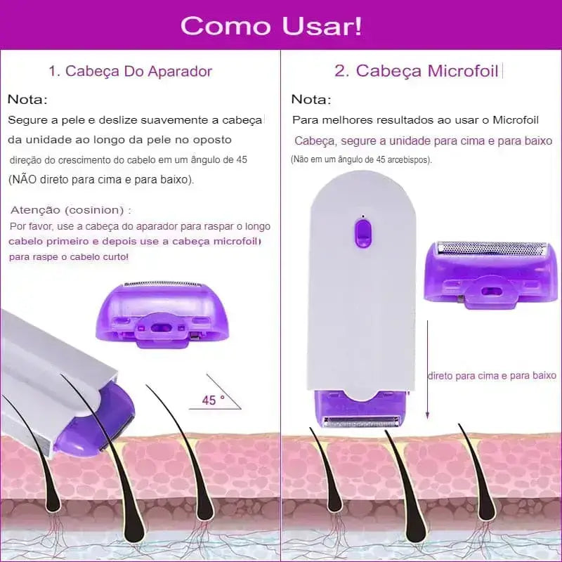 Depilador de Micro Oscilação Recarregável USB Indolor - SelectPink