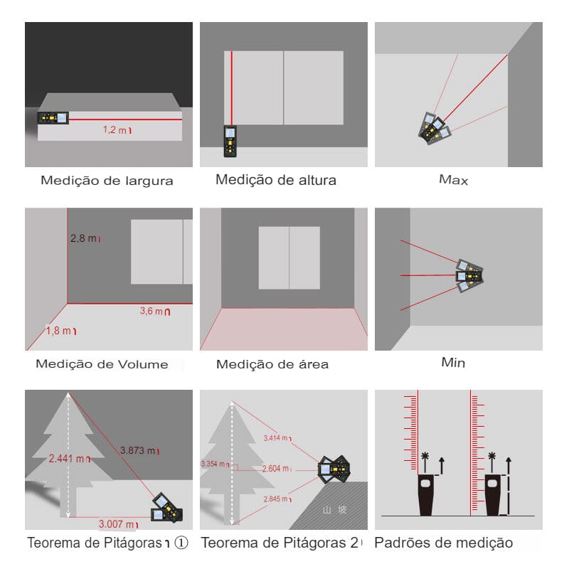 Trena a Laser Digital MILESEEY Medidor de Distância Ferramentas 001 - trena a laser SelectPink 